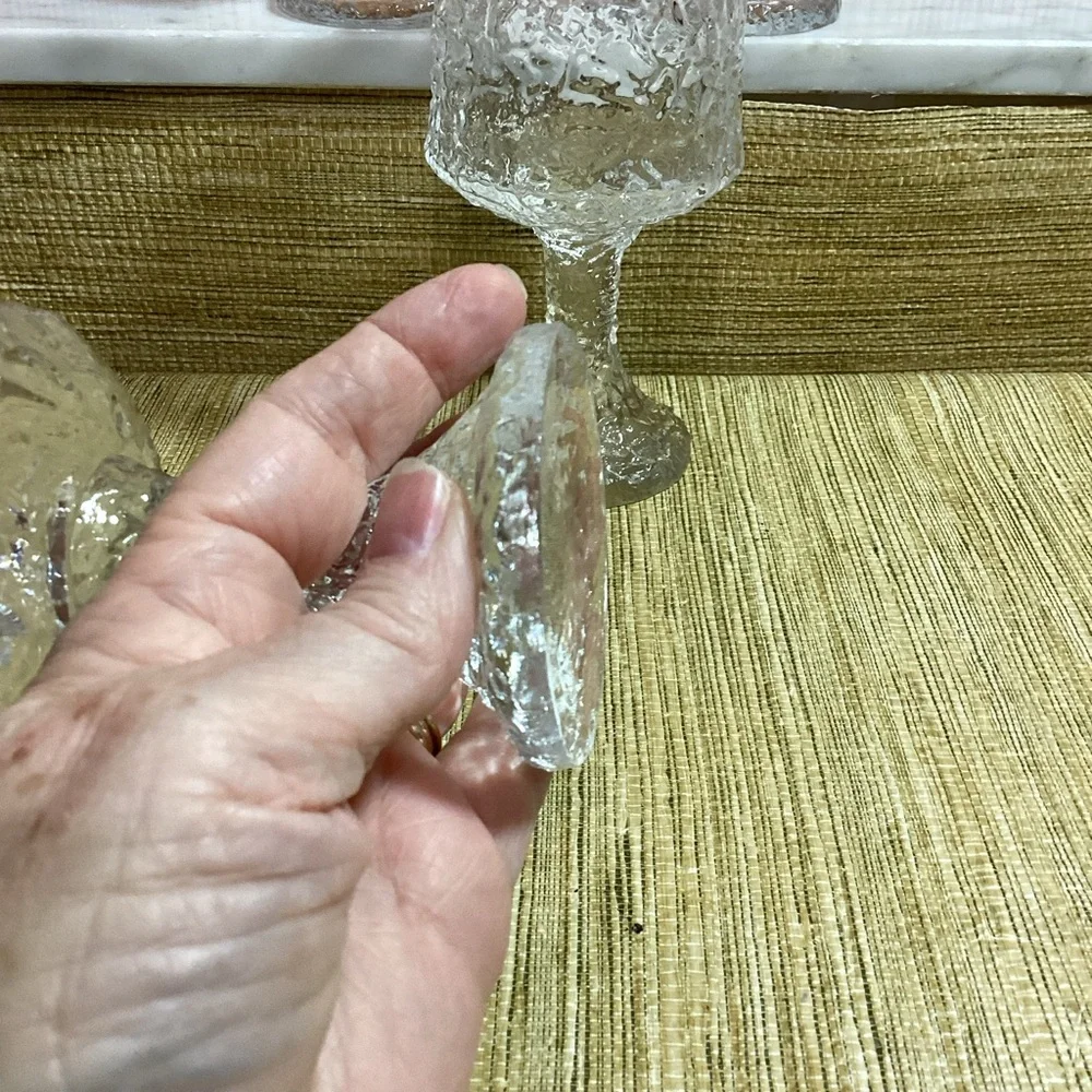 Vintage MCM Lenox Hand Blown 7” Elegant Textured Glass Goblets set of 4
